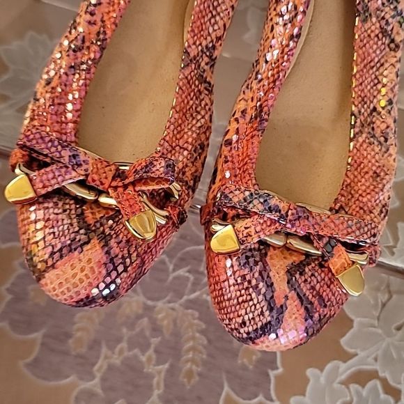 Gorgeous Stuart Weitzman Lynx Melon Iris Snakeskin Ballet Flats - Picture 8 of 16